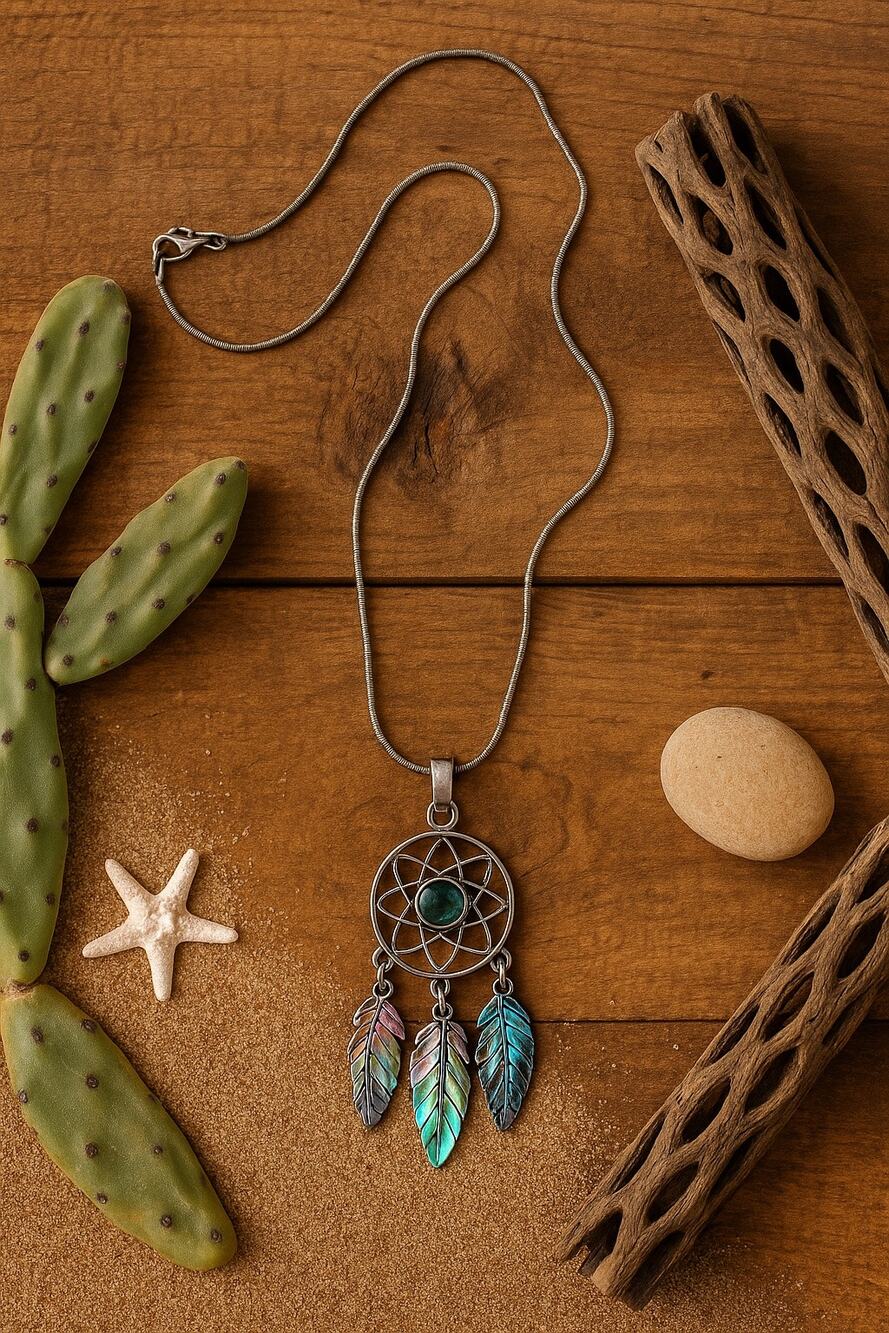 Beautiful Silver Dreamcatcher Necklace